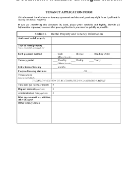 Show details for Tenancy Application Form | UK Picture of Tenancy Application Form | UK