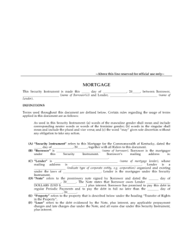 Picture of Kentucky Fixed Rate Mortgage