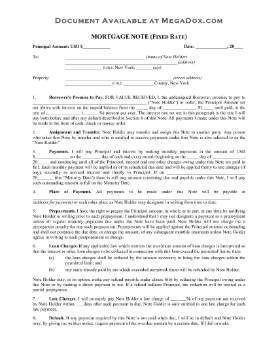 Show details for New York Fixed Rate Mortgage Note Picture of New York Fixed Rate Mortgage Note