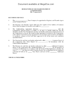 Show details for Shareholders Resolution to Appoint Transfer Agent | Canada Picture of Shareholders Resolution to Appoint Transfer Agent | Canada