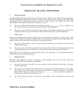 Shotgun Buy-Sell Provisions for Shareholder Agreement Shotgun Buy-Sell Provisions for Shareholder Agreement