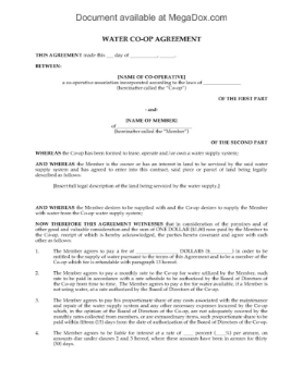 Water Co-Op Agreement Water Co-Op Agreement