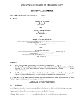 Escrow Agreement for Shares Escrow Agreement for Shares