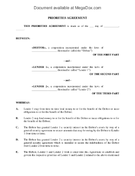 Show details for Priorities Agreement Between Two Lenders Picture of Priorities Agreement Between Two Lenders