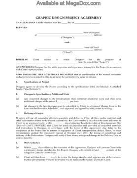 Graphic Design Project Agreement Artist contract to develop graphic design project for client