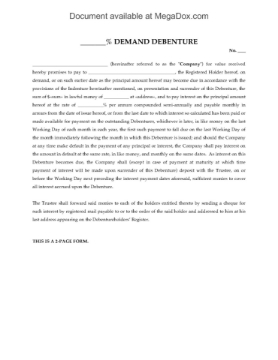 Demand Debenture Template Demand Debenture Template