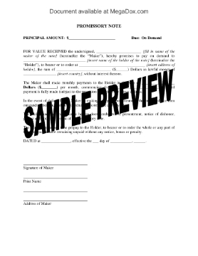 Show details for Promissory Note (Regular Payments, No Interest) Picture of Promissory Note (Regular Payments, No Interest)