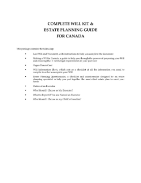 Show details for Complete Legal Will Kit | Canada canada will kit
