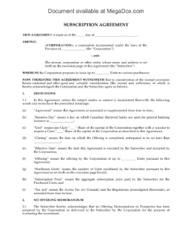 Canada Share Subscription Agreement for Private Placement Canada Share Subscription Agreement for Private Placement
