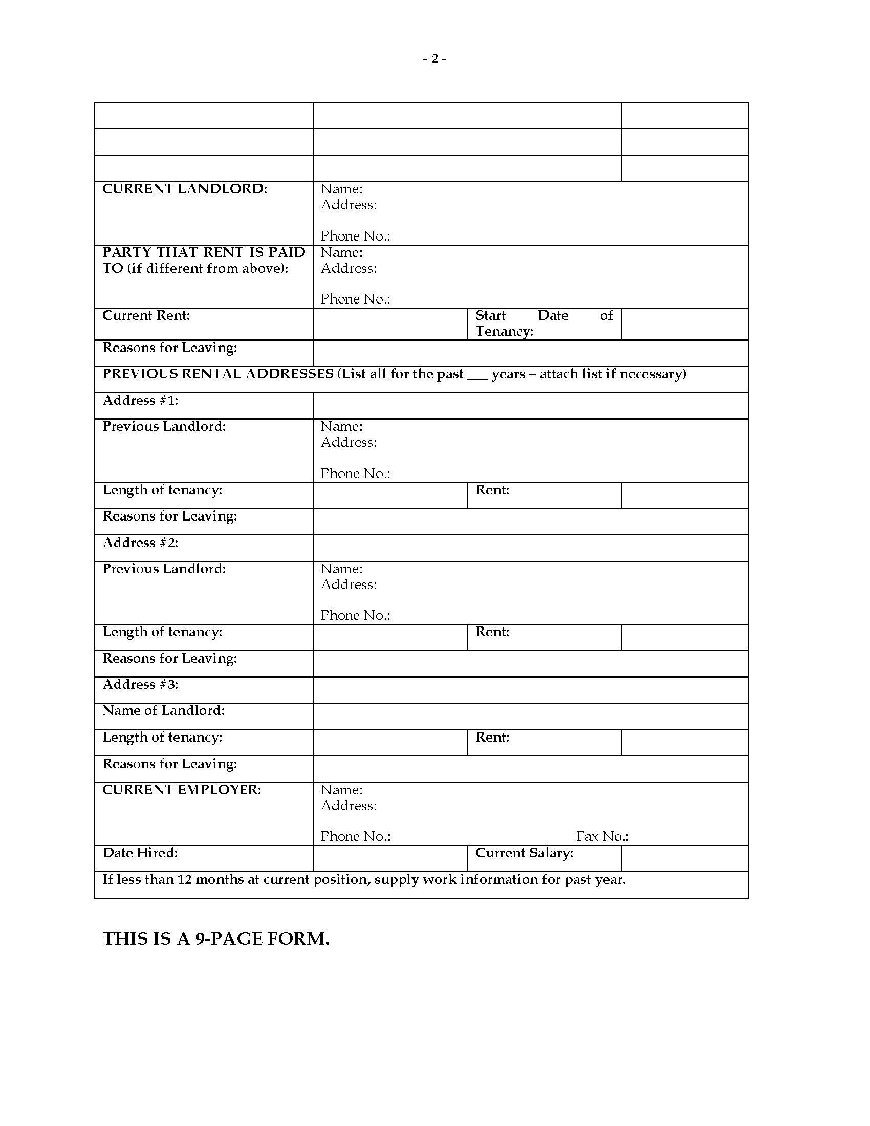 oregon rental application form | MegaDox.com