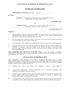Show details for Warrant Indenture for Common Shares | Canada Picture of Warrant Indenture for Common Shares | Canada