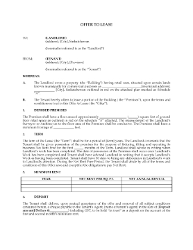 Show details for Saskatchewan Offer to Lease Commercial Premises Picture of Saskatchewan Offer to Lease Commercial Premises