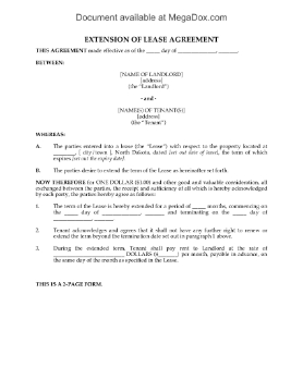 Show details for North Dakota Residential Lease Extension Picture of North Dakota Residential Lease Extension