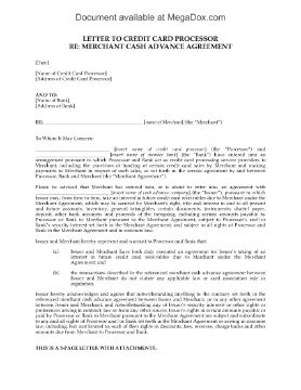 Show details for Merchant Cash Advance Letter to Credit Card Processor | USA Picture of Merchant Cash Advance Letter to Credit Card Processor | USA