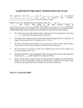 Show details for Delaware Agreement to Terminate Lease Early Picture of Delaware Agreement to Terminate Lease Early