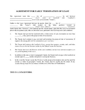 Show details for South Dakota Agreement to Terminate Lease Early Picture of South Dakota Agreement to Terminate Lease Early