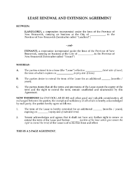 Show details for New Brunswick Renewal and Extension of Commercial Lease Picture of New Brunswick Renewal and Extension of Commercial Lease
