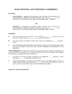 Picture of Newfoundland Renewal and Extension of Commercial Lease
