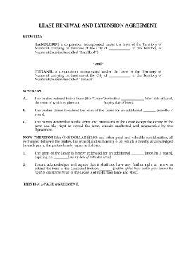 Show details for Nunavut Renewal and Extension of Commercial Lease Picture of Nunavut Renewal and Extension of Commercial Lease