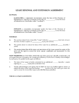 Show details for Saskatchewan Renewal and Extension of Commercial Lease Picture of Saskatchewan Renewal and Extension of Commercial Lease