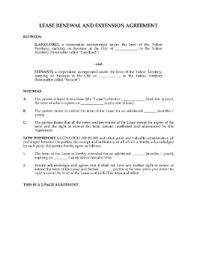Show details for Yukon Renewal and Extension of Commercial Lease Picture of Yukon Renewal and Extension of Commercial Lease