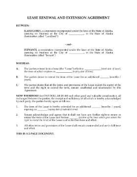 Show details for Alaska Renewal and Extension of Commercial Lease Picture of Alaska Renewal and Extension of Commercial Lease