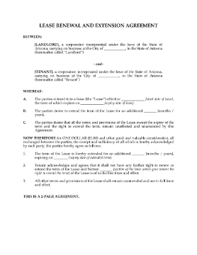 Show details for Arizona Renewal and Extension of Commercial Lease Picture of Arizona Renewal and Extension of Commercial Lease