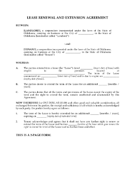 Show details for Oklahoma Renewal and Extension of Commercial Lease Picture of Oklahoma Renewal and Extension of Commercial Lease