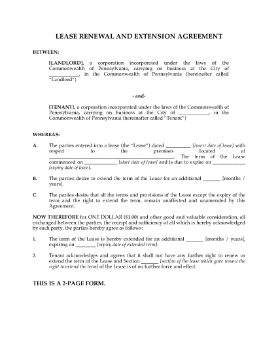 Show details for Pennsylvania Renewal and Extension of Commercial Lease Picture of Pennsylvania Renewal and Extension of Commercial Lease