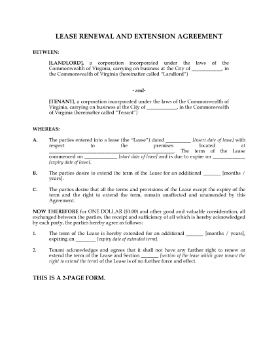 Show details for Virginia Renewal and Extension of Commercial Lease Picture of Virginia Renewal and Extension of Commercial Lease