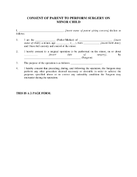 Show details for Parental Consent for Surgery on Minor Picture of Parental Consent for Surgery on Minor