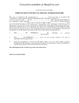 Show details for Shareholder Meeting Proxy Form | Canada Picture of Shareholder Meeting Proxy Form | Canada
