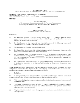 Show details for Criss-Cross Shareholder Buy-Sell Agreement with Trustee | Canada Picture of Criss-Cross Shareholder Buy-Sell Agreement with Trustee | Canada