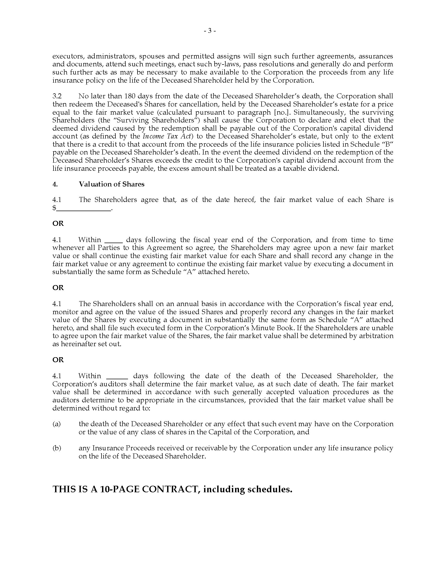 canada shareholder buy sell agreement corporate redemption method canada shareholder buy sell agreement corporate redemption method