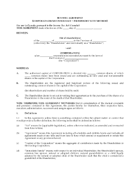 Show details for Shareholder Buy-Sell Agreement (Promissory Note Method) | Canada Picture of Shareholder Buy-Sell Agreement (Promissory Note Method) | Canada