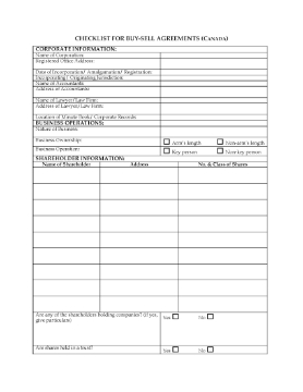 Show details for Checklist for Shareholder Buy-Sell Agreement | Canada Picture of Checklist for Shareholder Buy-Sell Agreement | Canada
