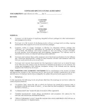 Show details for Software Specifications Agreement Picture of Software Specifications Agreement