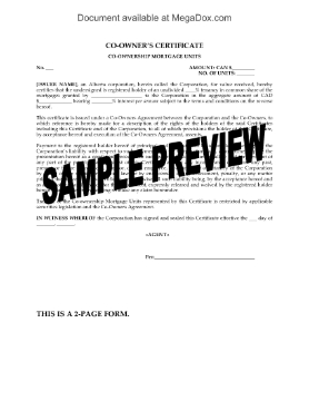 Show details for Alberta Co-Owner Certificate for Units in Syndicated Mortgage Picture of Alberta Co-Owner Certificate for Units in Syndicated Mortgage