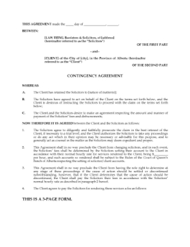 Alberta Contingency Fee Agreement for Lawyer Alberta Contingency Fee Agreement for Lawyer