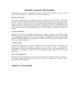Show details for Online Catalog Disclaimer Picture of Online Catalog Disclaimer