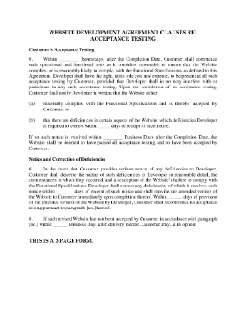 Show details for Website Development Agreement Clauses for Acceptance of Site by Owner Picture of Website Development Agreement Clauses for Acceptance of Site by Owner