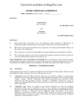 Show details for Share Purchase and Loan Agreement | Canada Picture of Share Purchase and Loan Agreement | Canada