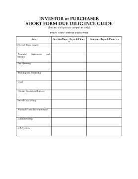 Show details for Due Diligence Guide for Private Company Investment or Purchase Picture of Due Diligence Guide for Private Company Investment or Purchase