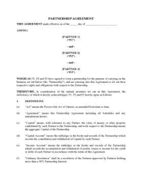 Ontario Partnership Agreement Ontario Partnership Agreement