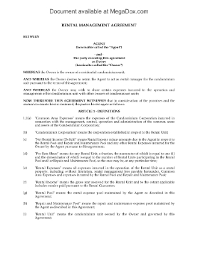 Show details for Condominium Rental Management Agreement Picture of Condominium Rental Management Agreement