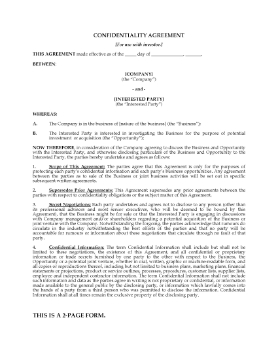 Show details for Confidentiality Agreement for Investors Picture of Confidentiality Agreement for Investors