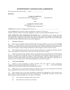 USA Independent Contractor Agreement template USA Independent Contractor Agreement template
