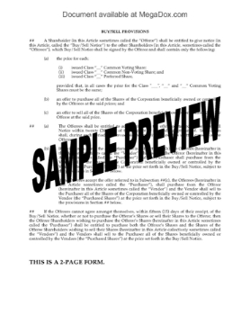 Buy-Sell Provisions for Shareholder Agreement Buy-Sell Provisions for Shareholder Agreement