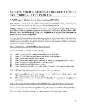 Show details for Checklist for Selling Your Business Picture of Checklist for Selling Your Business