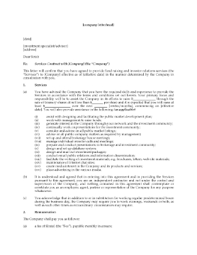 Show details for Engagement Letter to Hire Investor Relations Advisor Picture of Engagement Letter to Hire Investor Relations Advisor
